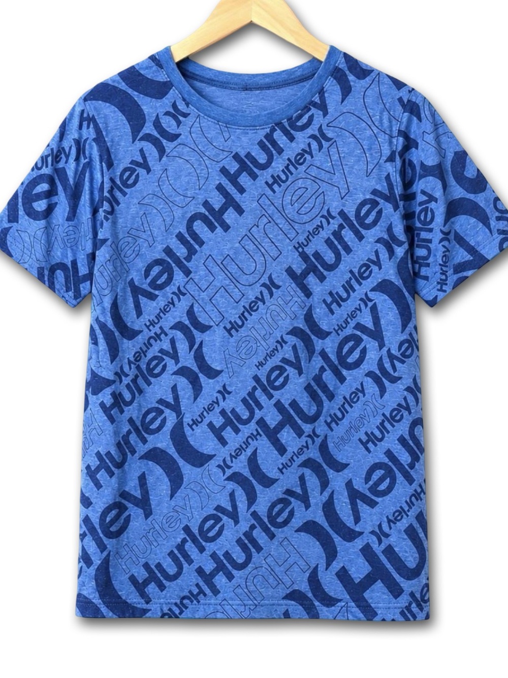 Boys HURLEY Blue Allover Logo Graphic T-Shirt Size L (12–13 Years) 5/$25